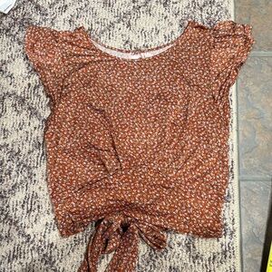 Willow & Root Brown Floral Blouse